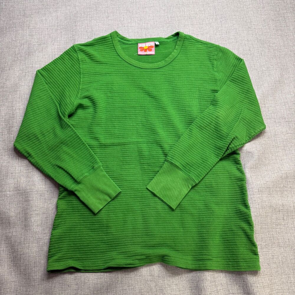 Big Bud Press Honeycomb Thermal Long Sleeve Shirt Top T-Shirt Women’s L Green